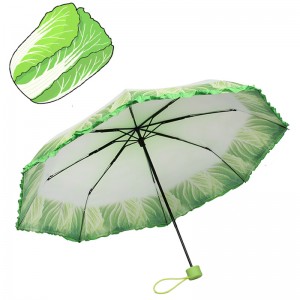 Ombrello vegetale di cavolo vegetale con stampa digitale Ombrello speciale a pioggia 3 volte ombrello manuale aperto