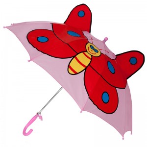 Top vendita pubblicità rosa farfalla immagini animali bambini personalizzati auto aperto dritto ombrello
