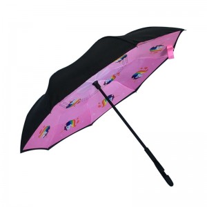Ombrello da 19 pollici per bambini con stampa del modello ombrello dritto rovesciato