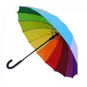 16 costole arcobaleno regali aziendali costole metalliche ombrello dritto con funzione di apertura automatica