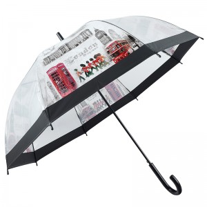 POE pioggia stampa trasparente personalizzata ombrello dritto
