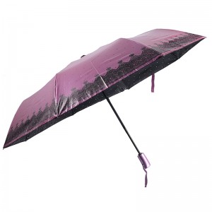 Materiale di colore uv rosa con la funzione di apertura completa di ombrello a 3 pieghe