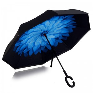 Telaio in vetroresina antivento Stampa fiore ombrello pioggia popolare personalizzato rovesciato